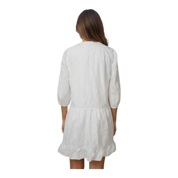 Karl Lagerfeld Paris Womens L White Cotton Embroidered Eiffel Tower Mini Dress - Picture 2 of 12